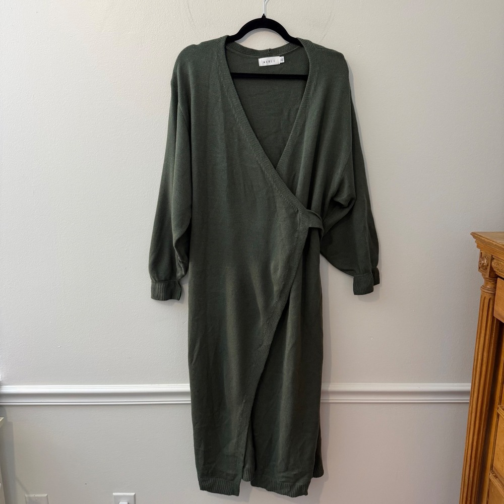 Mable Olive Green Wrap Midi Dress